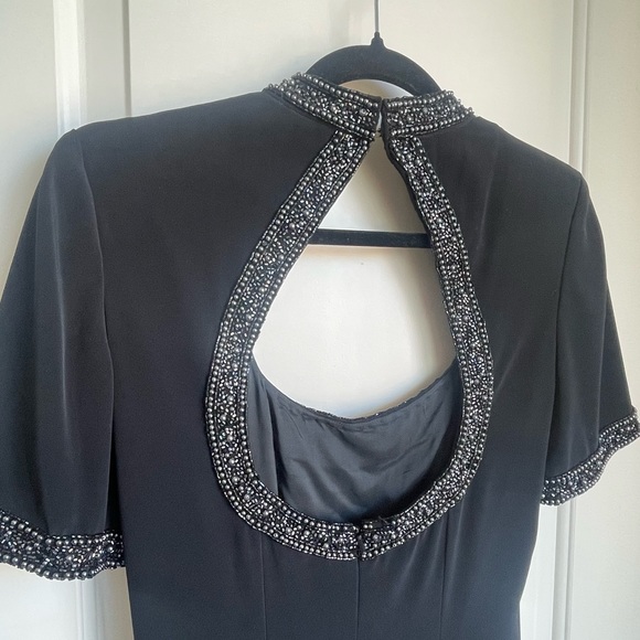 Vintage Black Tie Oleg Cassini Black  Beaded Sequin  Deco Dress - Picture 10 of 11